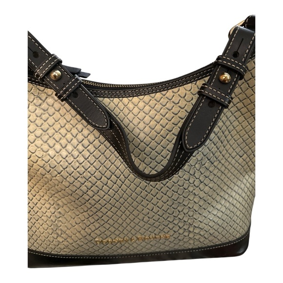 Dooney Bourke Beige Snakeskin Embossed Leather Y2K Shoulder Hobo Bag - Picture 5 of 11